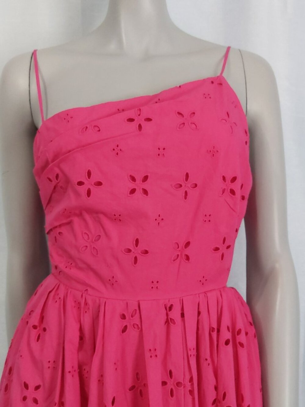 NEW J CREW Pink Eyelet Midi Dress 2 String Tie Open Back Full Skirt Sleeveless - Picture 5 of 15